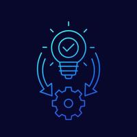 Implementation icon, ideas execution line design vector