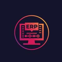 erp, icono de planificación de recursos empresariales vector