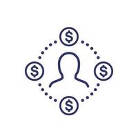 Employee costs or salary icon on white vector