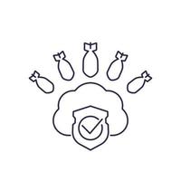 Hosting under DDoS Attack, line icon vector