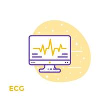 ecg, heart diagnostics icon vector