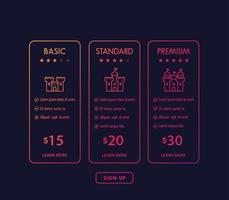 Banner for tariffs, set of pricing table and plans vector