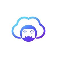icono de juego en la nube con controlador de juego y nube vector