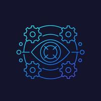 Machine vision icon, linear vector