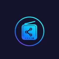 Router icon, shared network, vector pictogram in circle