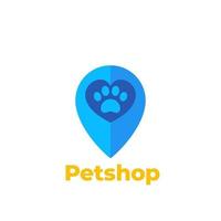 pata y corazón en marca, logotipo de vector de tienda de mascotas