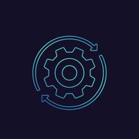 Rotation vector linear icon with cogwheel