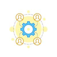 outsourcing, cooperation linear icon on white vector