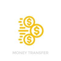 icono de transferencia de dinero en blanco vector