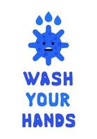 Wash your hands poster with virus, vector