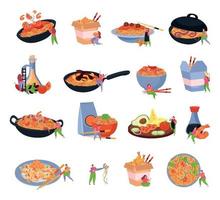 Wok Box Flat Icons vector