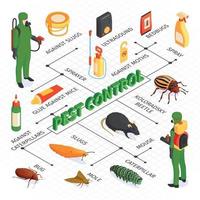 diagrama de flujo isométrico de control de plagas vector