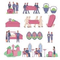 Funeral Flat Icons Collection vector