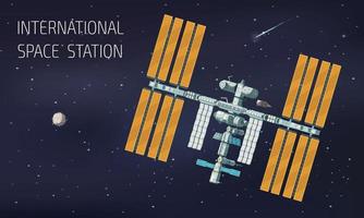 ilustración de la estación espacial internacional orbital plana vector