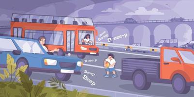 Child Safety On Road Background vector