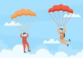 Skydive Sport of Outdoor Activity Recreation Using Parachute Vector