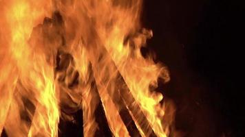 bois de chauffage brûlant dans le noir video