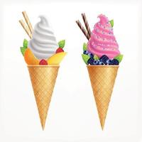 conjunto realista de helado vector