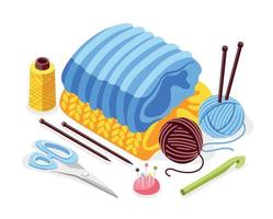 Knitting Isometric Composition vector