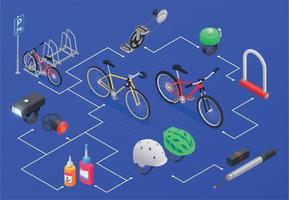 Bicycle Parts Isometric Flowchart vector