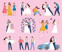 conjunto de colores del día de la boda vector