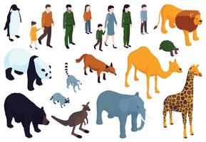 Isometric Zoo Icon Set vector