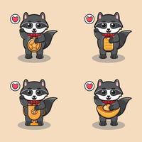 Racoon cute cartoon with Gold vector