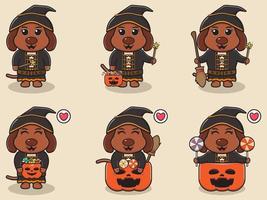 Dog Cute Halloween Witch vector