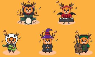 Deer Halloween  music band vector