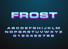 Modern icy look text style effect custom font alphabet and number vector