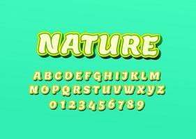 letras y números del alfabeto de fuente personalizada de estilo fresco y natural. vector