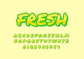 letras y números del alfabeto de fuente personalizada de estilo fresco y natural vector