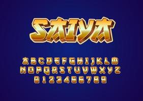 Retro futuristic japanese style custom font alphabet and number vector