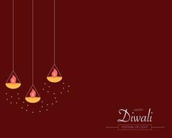 feliz diwali plantilla de saludo simple vector