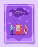 vending machine concept people around vending machine drink vector