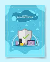 data protection for security concept for template of banners vector