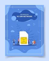 Concepto de red 5g sim para plantilla de banners vector