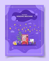 business vending machine concept people meeting analyzing vector