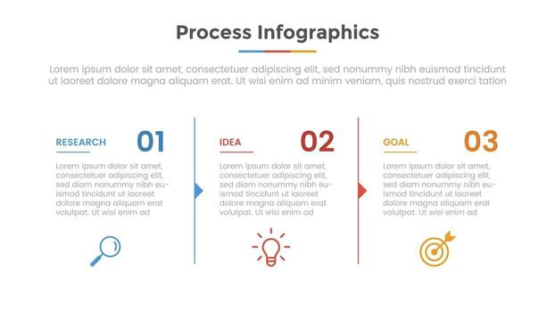 process infographic with 3 list point and modern flat style template vector
