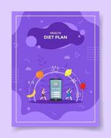 plan de dieta para un concepto saludable para la plantilla de pancartas vector