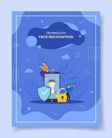 face recognition technology concept for template of banners vector