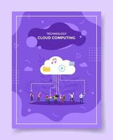 cloud computing concept for template of banners, flyer, books cover vector