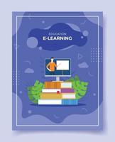 e-learning concept for template of banners, flyer, books vector