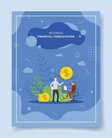 concepto de consulta financiera para plantilla de banners, flyer vector