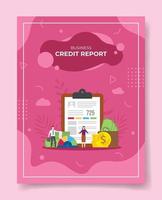 concepto de informe de crédito para la plantilla de pancartas, folletos, vector