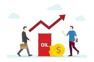 oil price up concept with people and graph raise vector