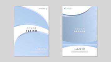 Set Of Gradient Light Blue With Geometric Curves Cover Design vector