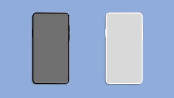 conjunto de maqueta de teléfono inteligente moderno de pantalla lateral frontal en blanco y negro vector