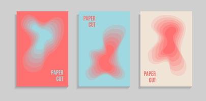 Set Of Colorful Modern Liquid Papercut Cover Background vector