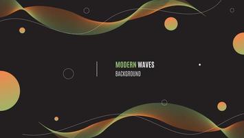 Abstract Geometric Gradient Orange Green With Minimal Wavy Lines. vector